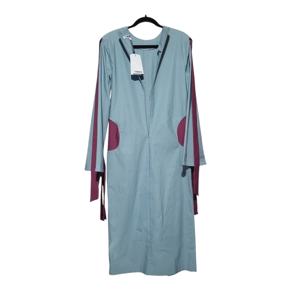 TOMMAZO Womens Artsy Boho Designer Dress L - Bell Sleeve- Shift Mid - Raspberry - Picture 5 of 8